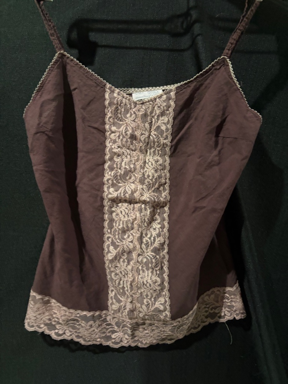 Only Brown Cami with Cream Lace Trim